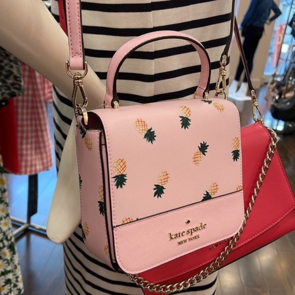 Kate Spade Staci Square Pineapple Crossbody Pink Multi - Picture 10 of 16